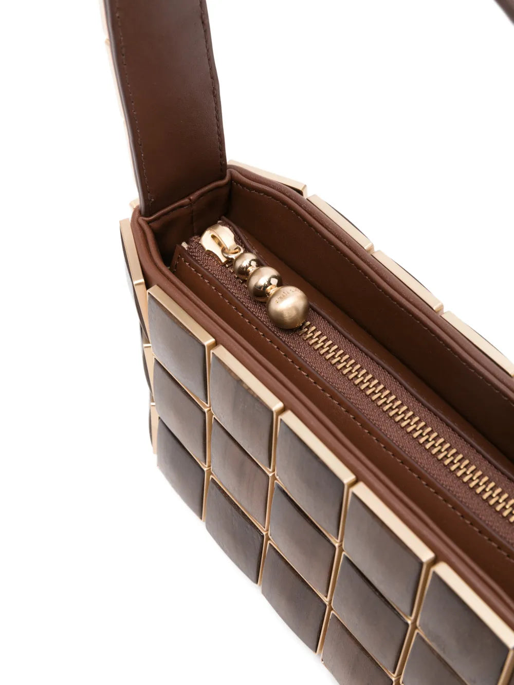 Cult Gaia Romy Panelled Wood Shoulder Bag