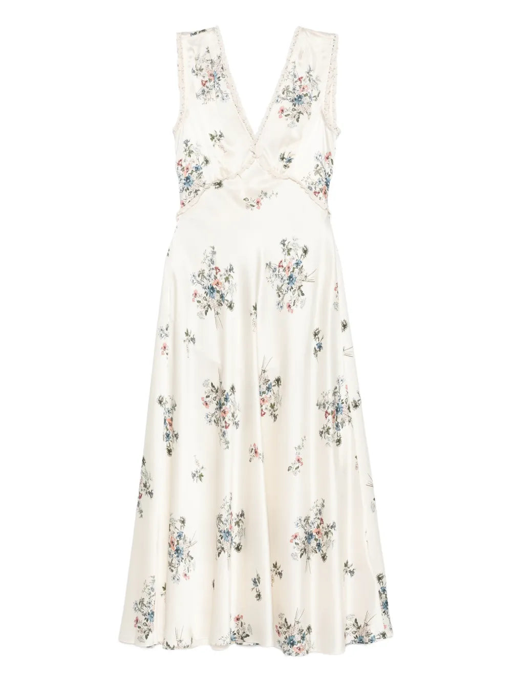 Doen V Neck Floral Print Midi Dress