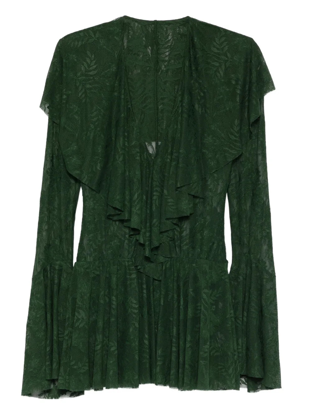 Norma Kamali Ruffle Long Sleeve Mini Dress