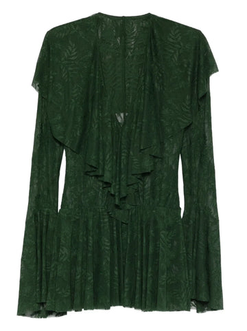 Norma Kamali Ruffle Long Sleeve Mini Dress