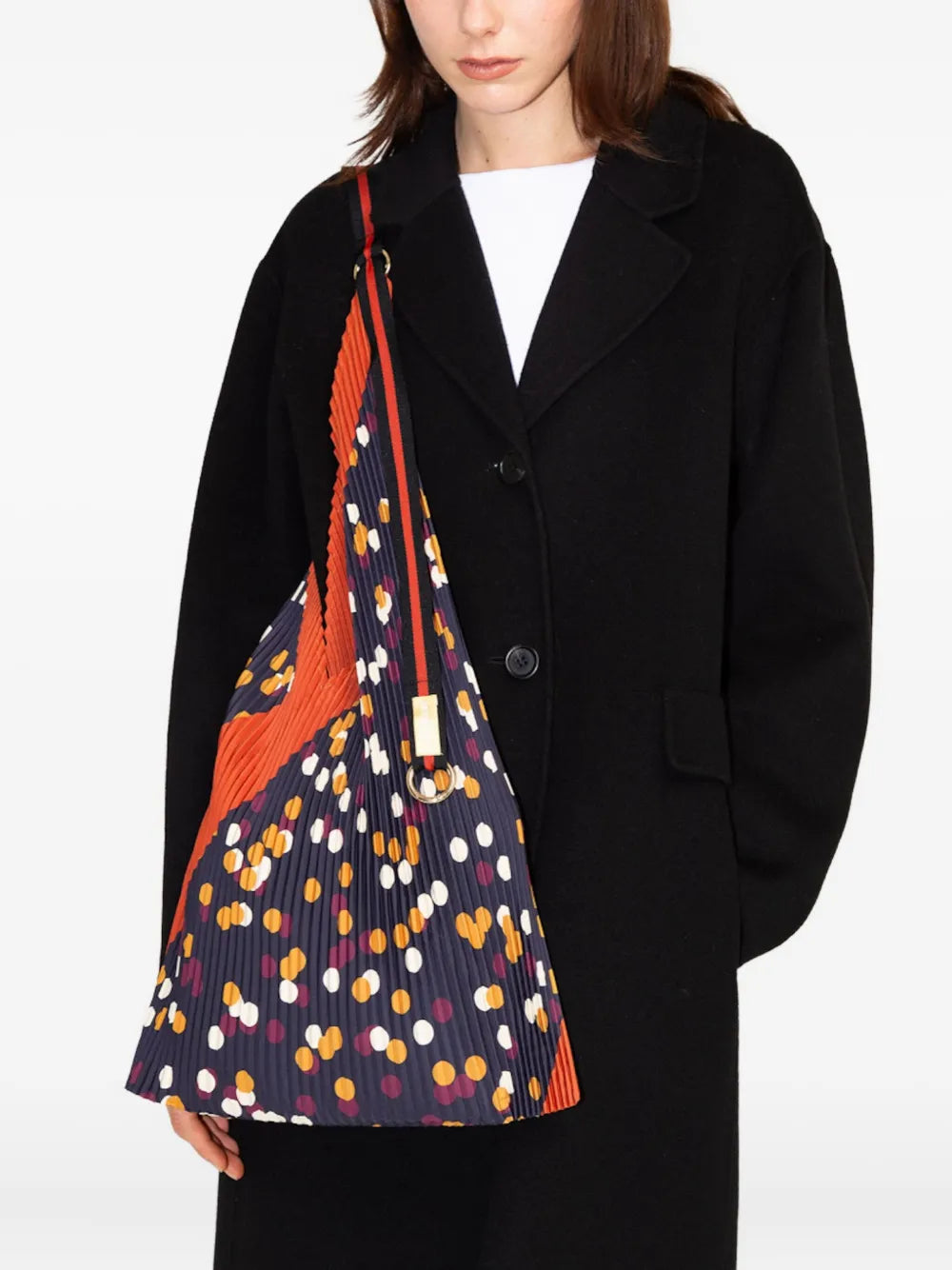 Multitudes Bags Valeria Pleated Polka Dot Shoulder Bag