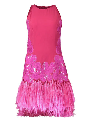 Naeem Khan Sequin Embellished Fringed Mini Dress