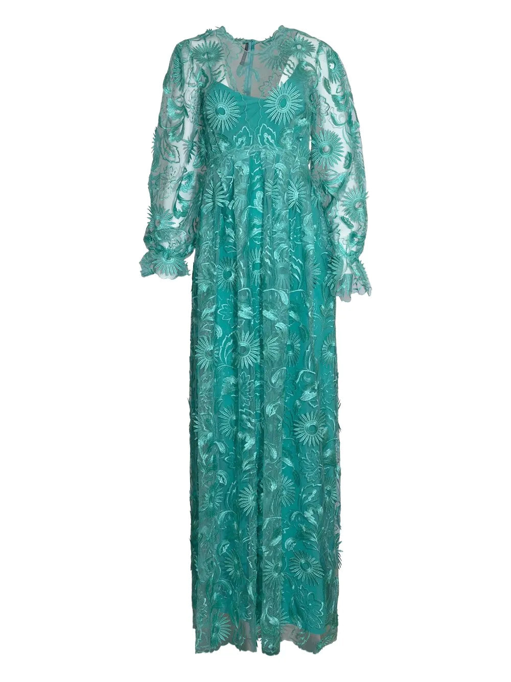 Alberta Ferretti Embroidered Tulle Maxi Dress
