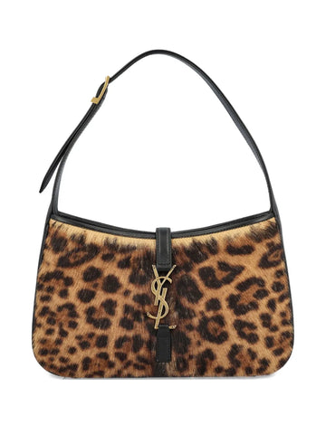 Saint Laurent Le 5 A 7 Leopard Print Clasp Shoulder Bag