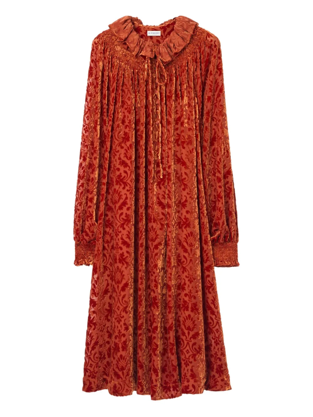 Burberry Long Sleeve Ruffled Midi Dress