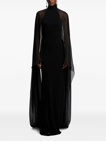 Ralph Lauren Collection High Neck Cape Maxi Dress