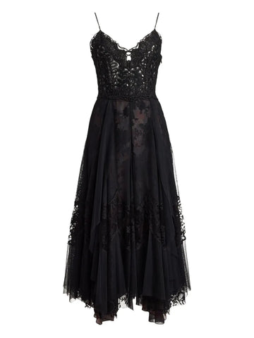 Ralph Lauren Collection Lace Embellished Tiered Maxi Dress