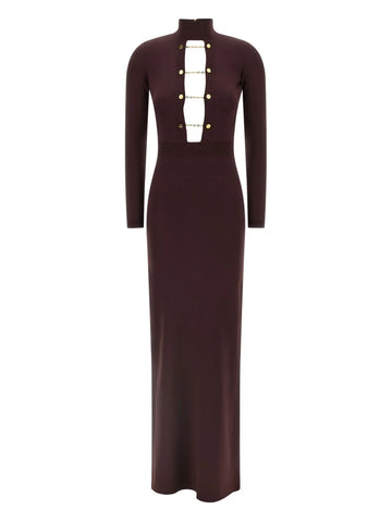 Elisabetta Franchi Chain Embellished High Neck Dress
