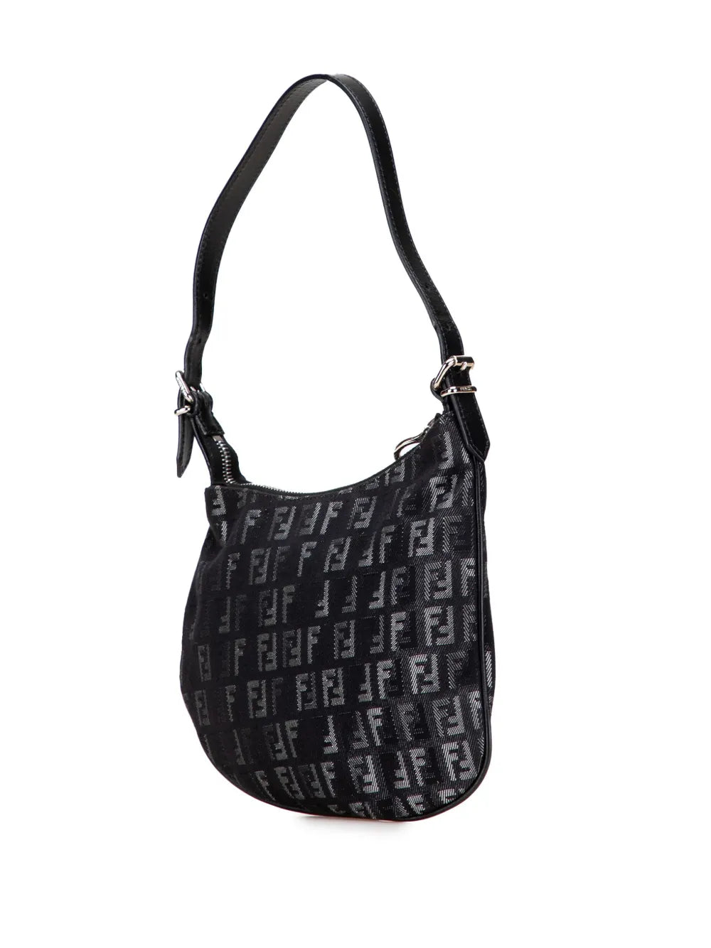 Fendi Pre Owned 2000 2010 Zucchino Denim Oyster Shoulder Bag