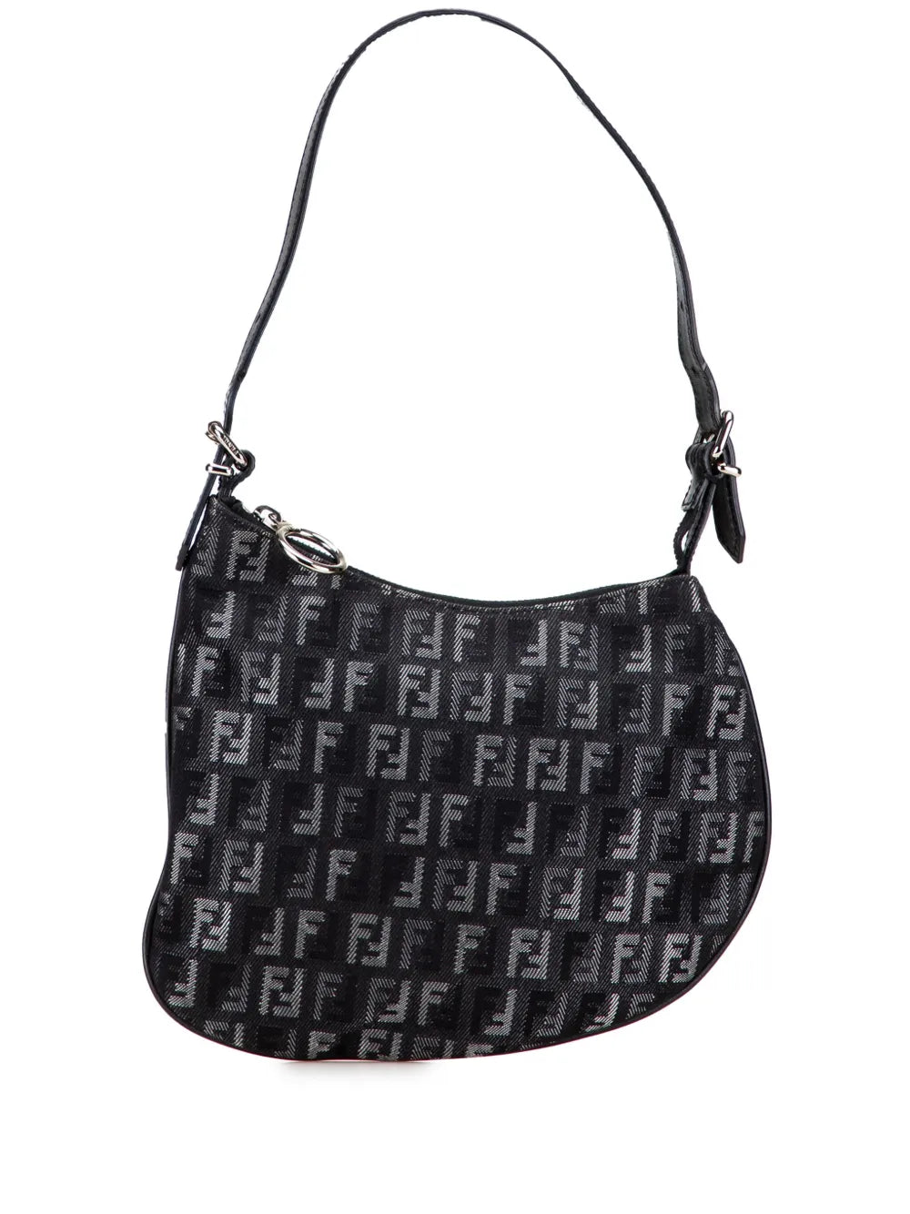 Fendi Pre Owned 2000 2010 Zucchino Denim Oyster Shoulder Bag