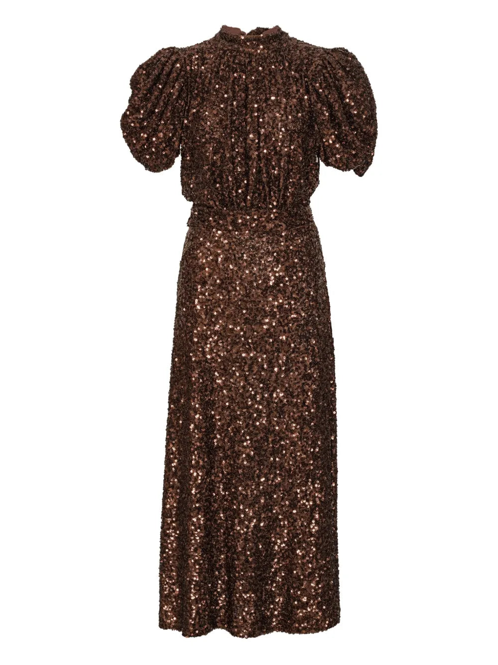 Rotate Birger Christensen Sequin Embellishment Puff Sleeve Midi Dress