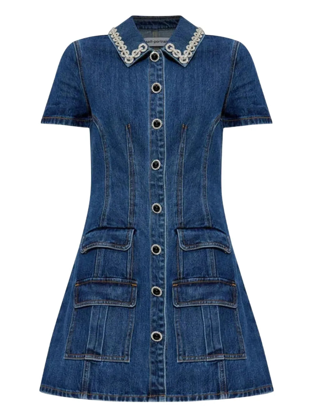 Self Portrait Crystal Trimmed Pocketed Dress