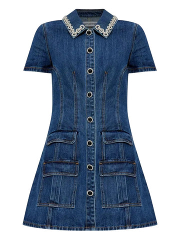 Self Portrait Crystal Trimmed Pocketed Dress