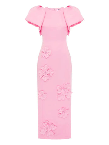 Leo Lin Lucinda Floral Applique Puff Sleeve Maxi Dress