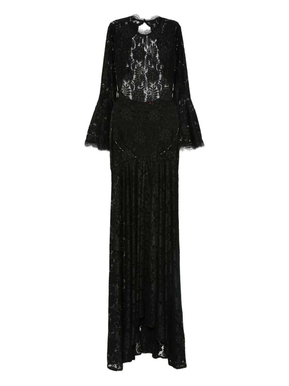 Miau By Clara Rotescu Lace Panelled Bell Sleeve Dress