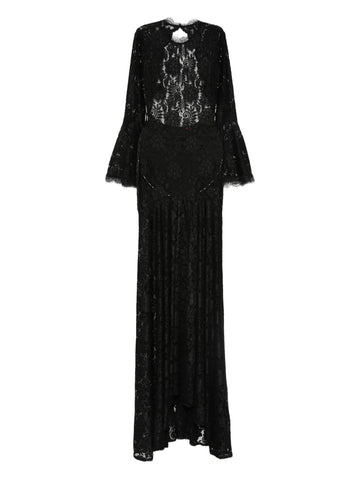 Miau By Clara Rotescu Lace Panelled Bell Sleeve Dress