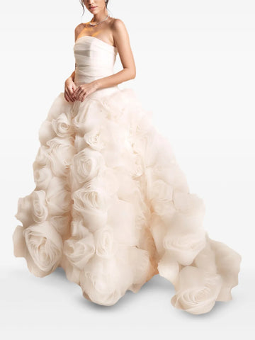 Ana Radu Rose Embellished Strapless Maxi Dress