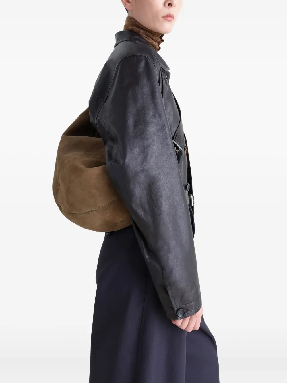 Lemaire Suede Leather Zip Shoulder Bag
