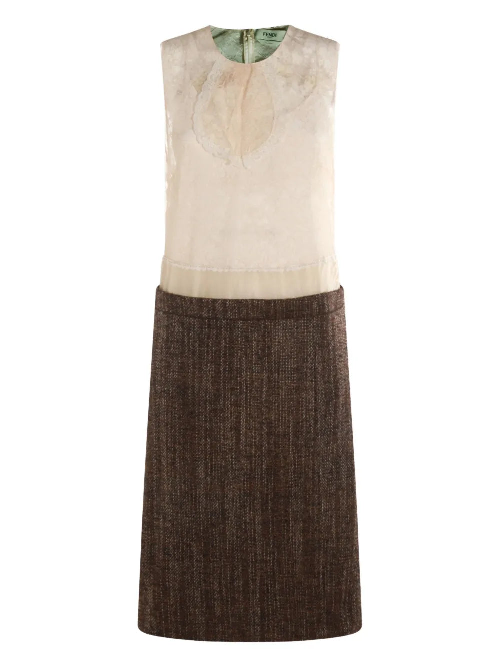 Fendi Lace Panel Tweed Dress