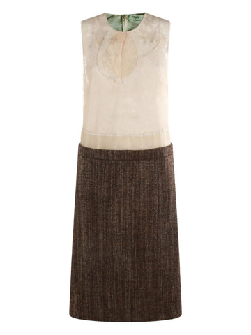 Fendi Lace Panel Tweed Dress