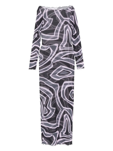 Pucci Abstract Print Long Sleeve Maxi Dress