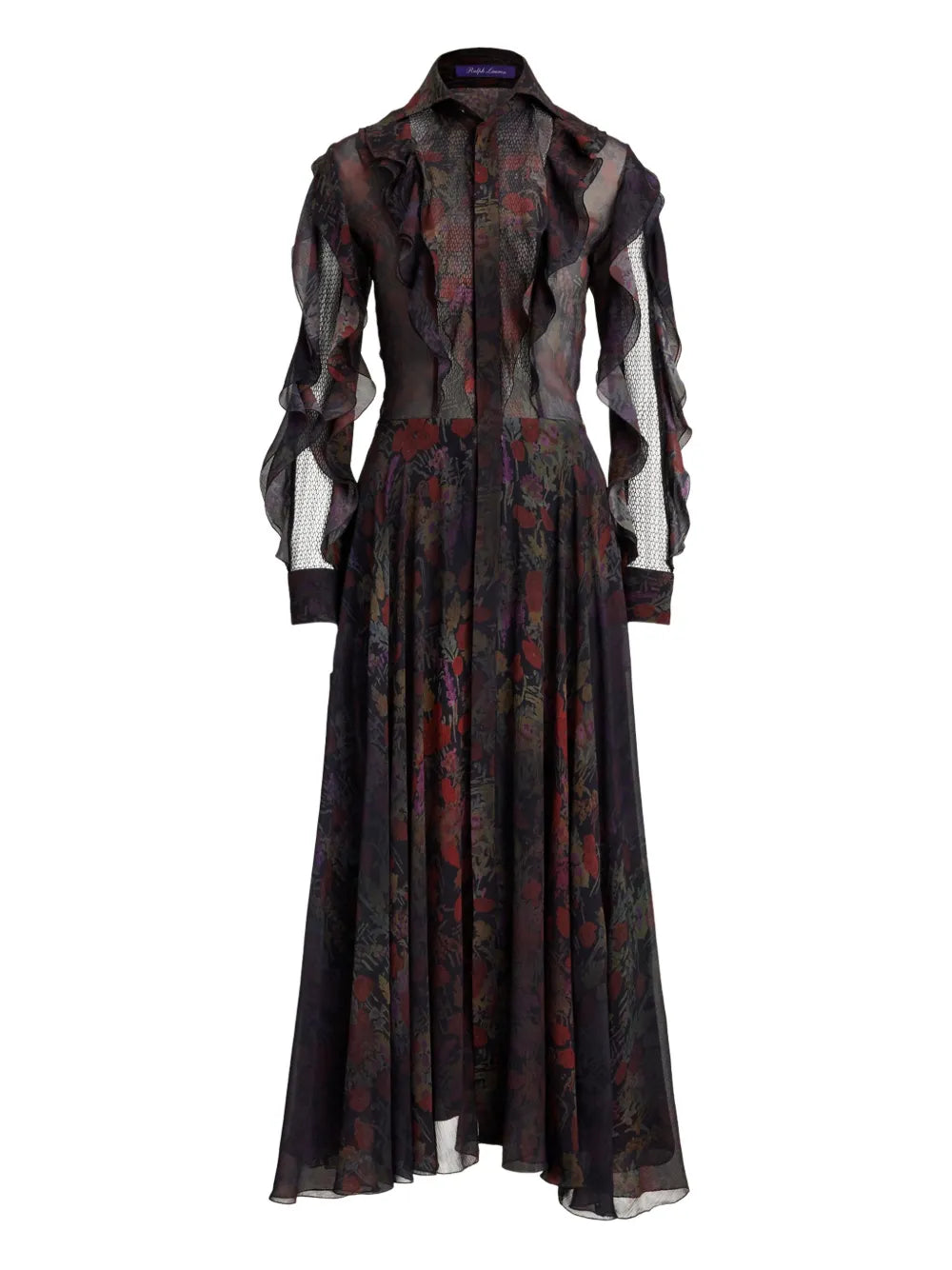 Ralph Lauren Collection Ruffled Floral Print Midi Dress