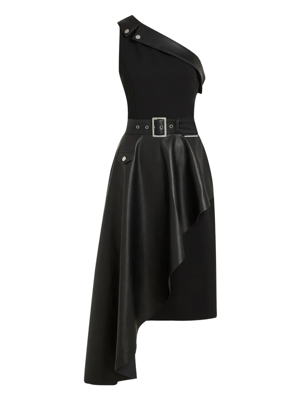Karl Lagerfeld One Shoulder Belted Dress