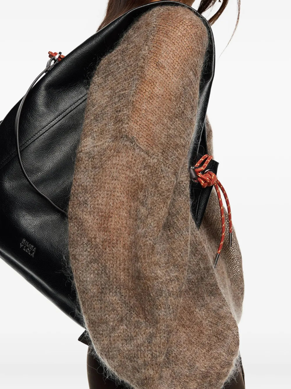 Bimba Y Lola Large Paper Leather Drawstring Shoulder Bag