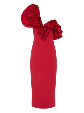 Rebecca Vallance Zarya Ruffle Detail Midi Dress