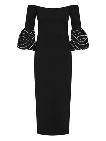 Rebecca Vallance Bellatrix Off Shoulder Ruffled Midi Dress