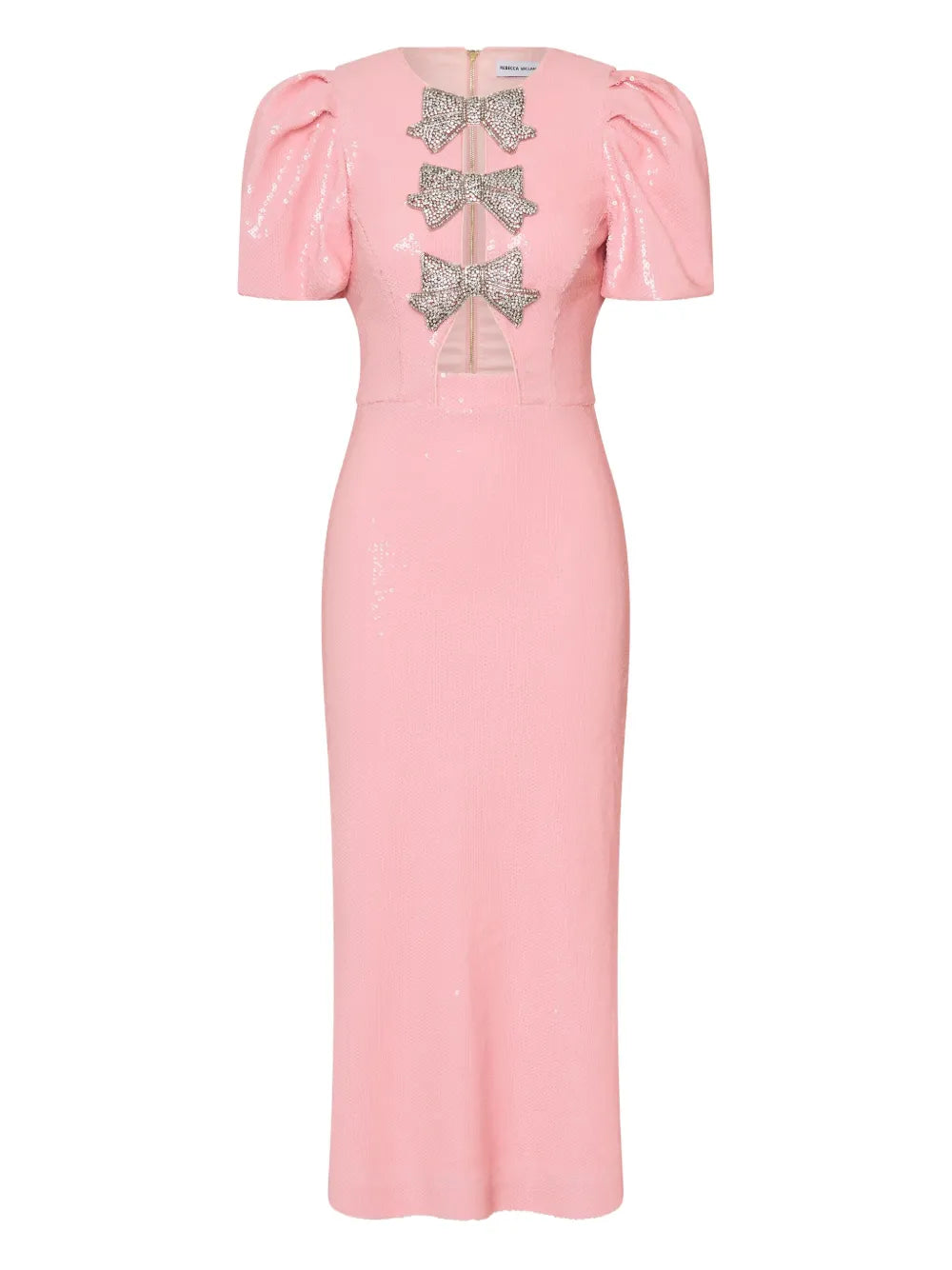 Rebecca Vallance Bow Puff Sleeve Lydia Midi Dress