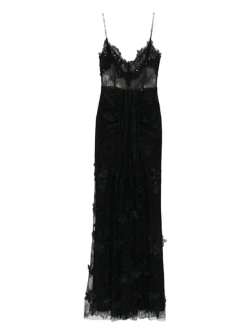 Nissa Floral Embellished Lace Maxi Dress
