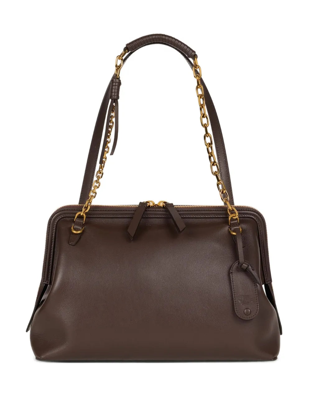 Etro Chain Trimmed Leather Shoulder Bag