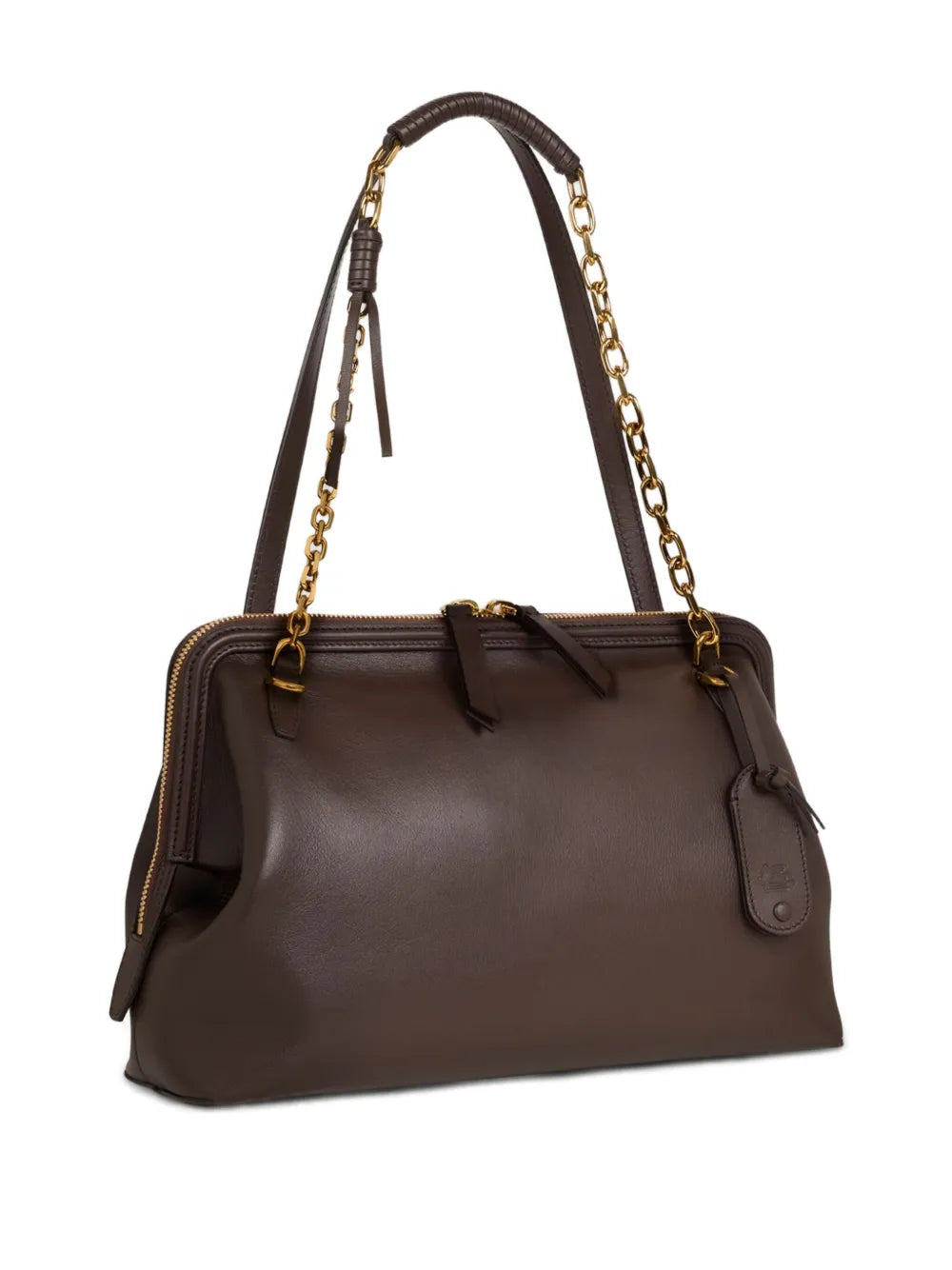 Etro Chain Trimmed Leather Shoulder Bag