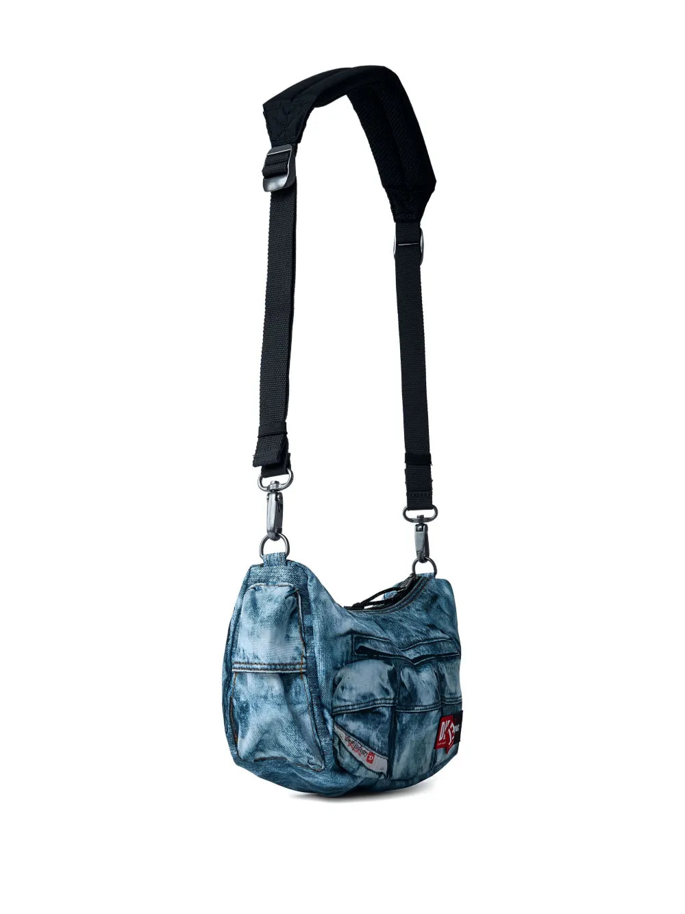 Diesel Logo Patch Denim Effect Shoulder Bag