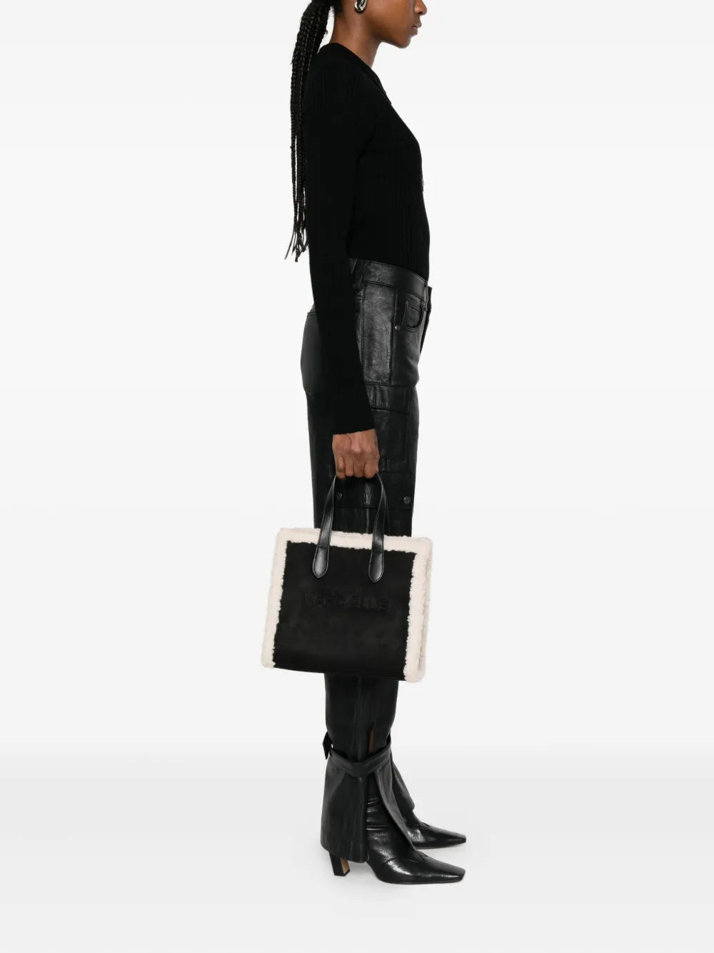 Marc Ellis Buby Shearling Trim Shoulder Bag