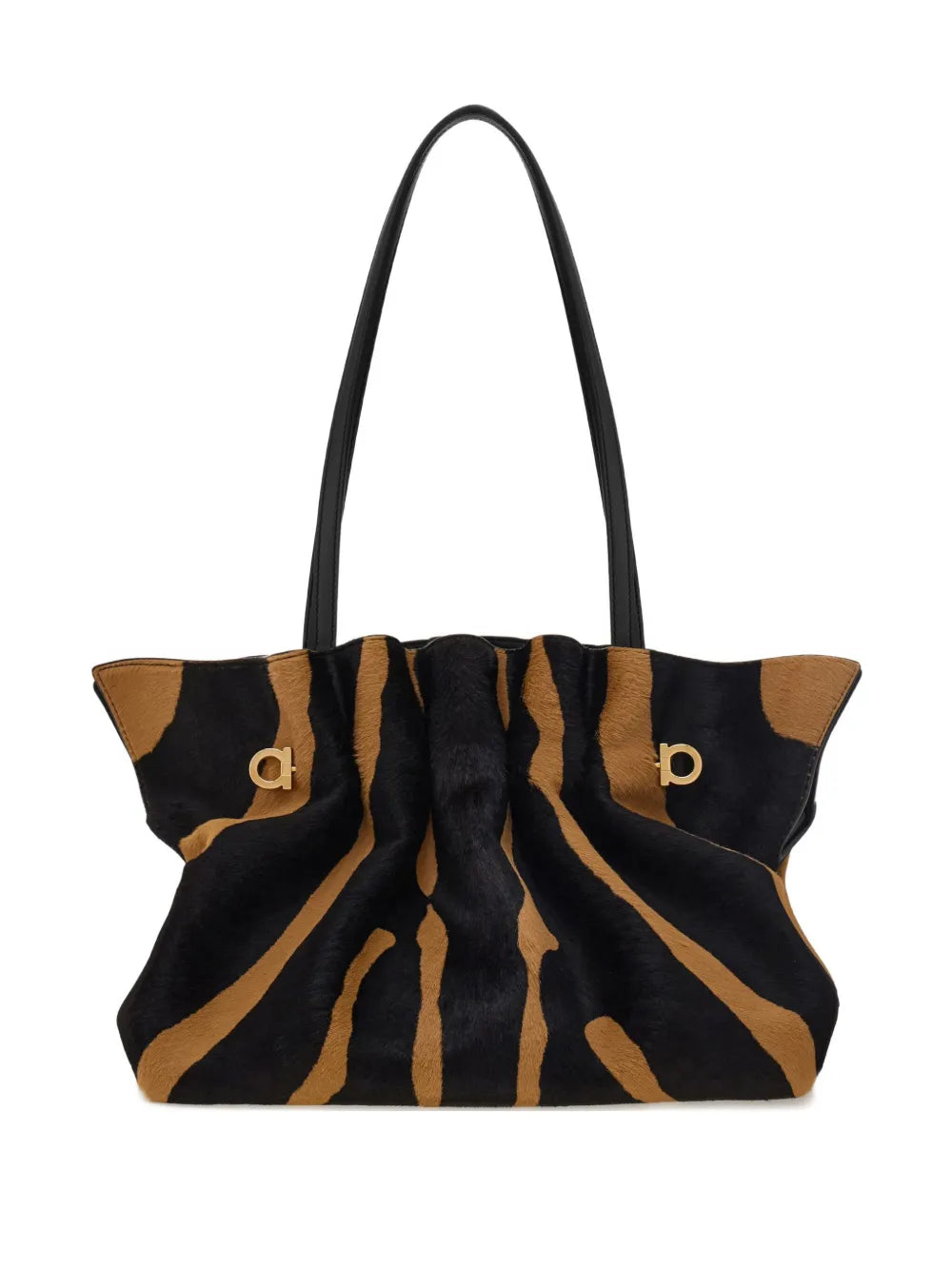 Ferragamo Medium Soft Animal Print Gancini Pin Shoulder Bag