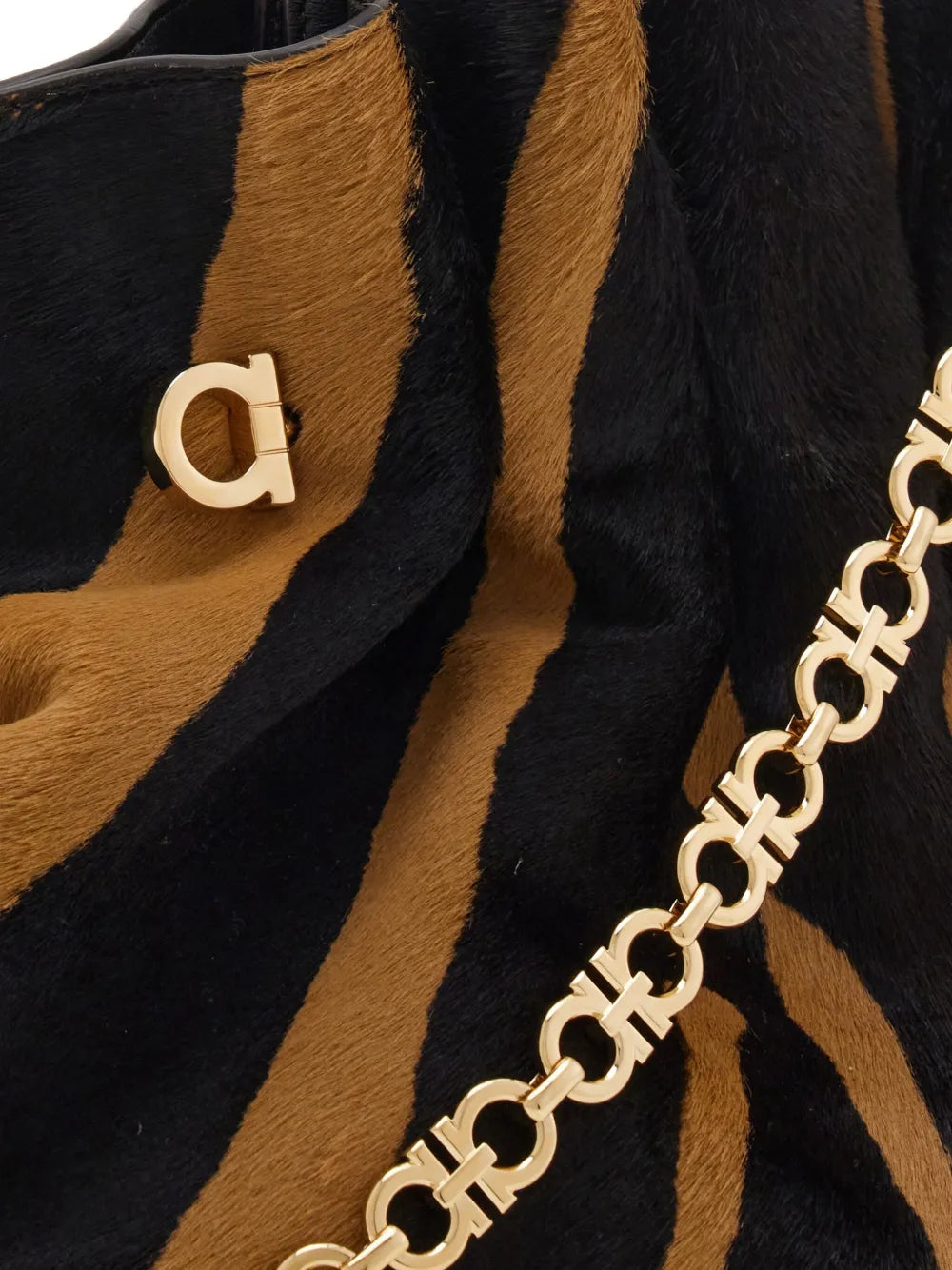 Ferragamo Medium Soft Animal Print Gancini Pin Shoulder Bag