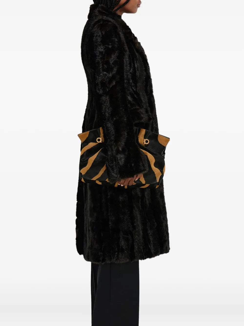 Ferragamo Medium Soft Animal Print Gancini Pin Shoulder Bag