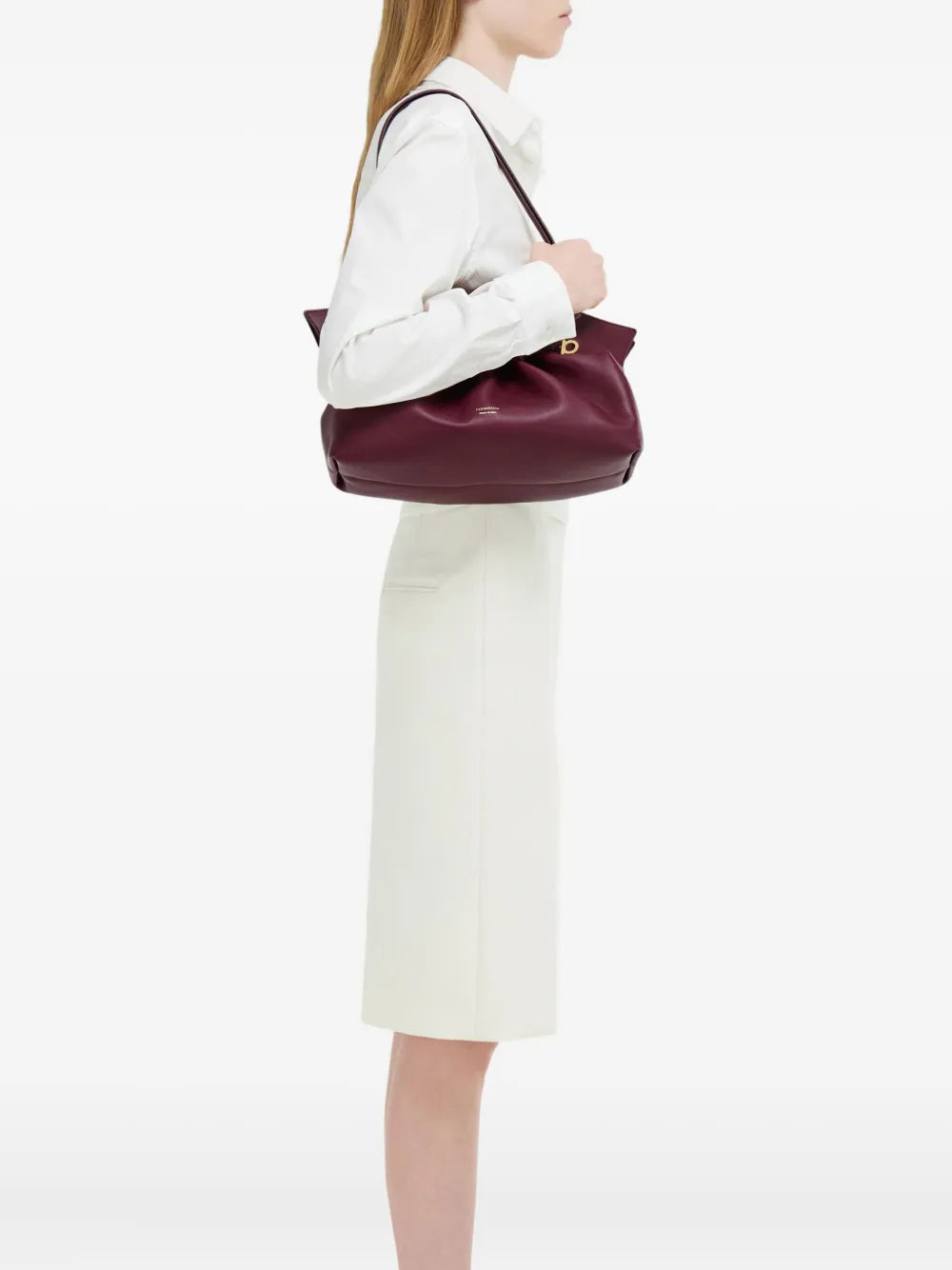Ferragamo Medium Soft Double Gancini Shoulder Bag