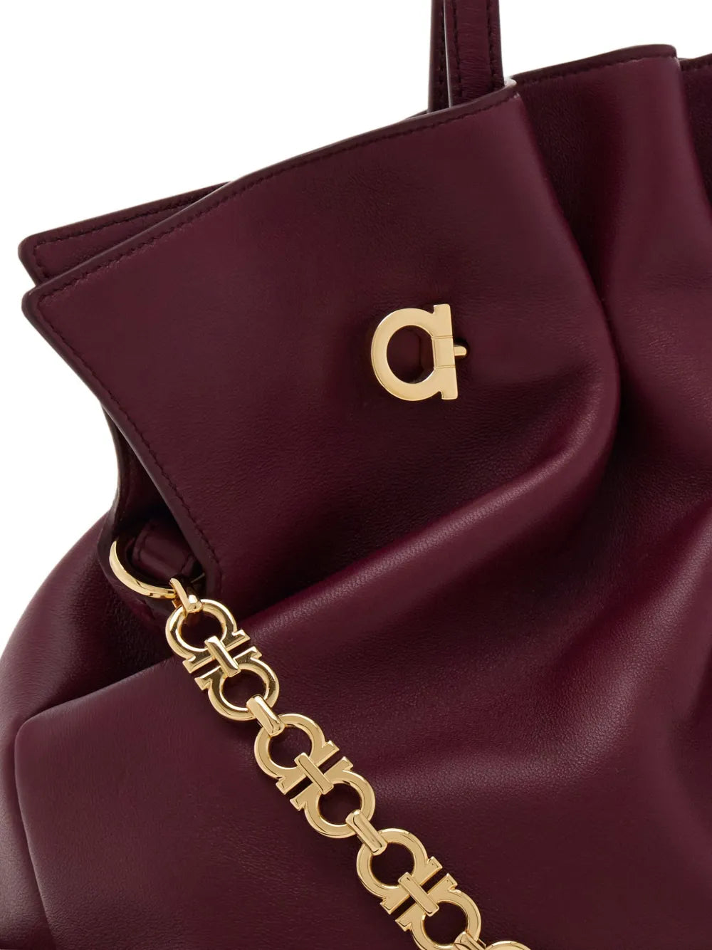 Ferragamo Medium Soft Double Gancini Shoulder Bag
