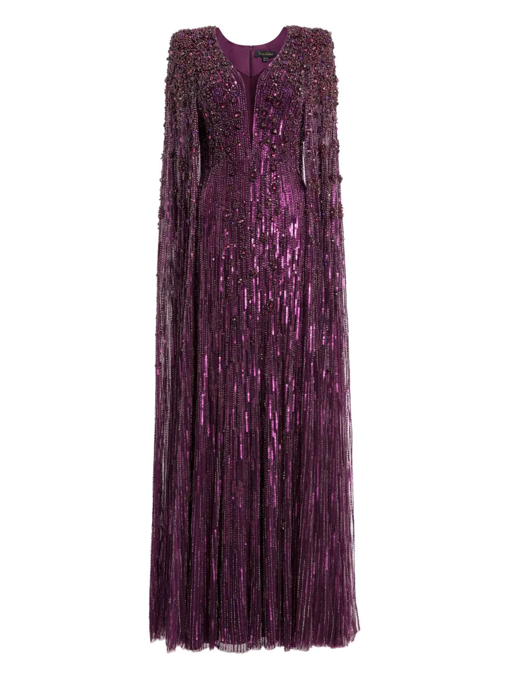 Jenny Packham Sweet Silva Beaded Cape Maxi Dress