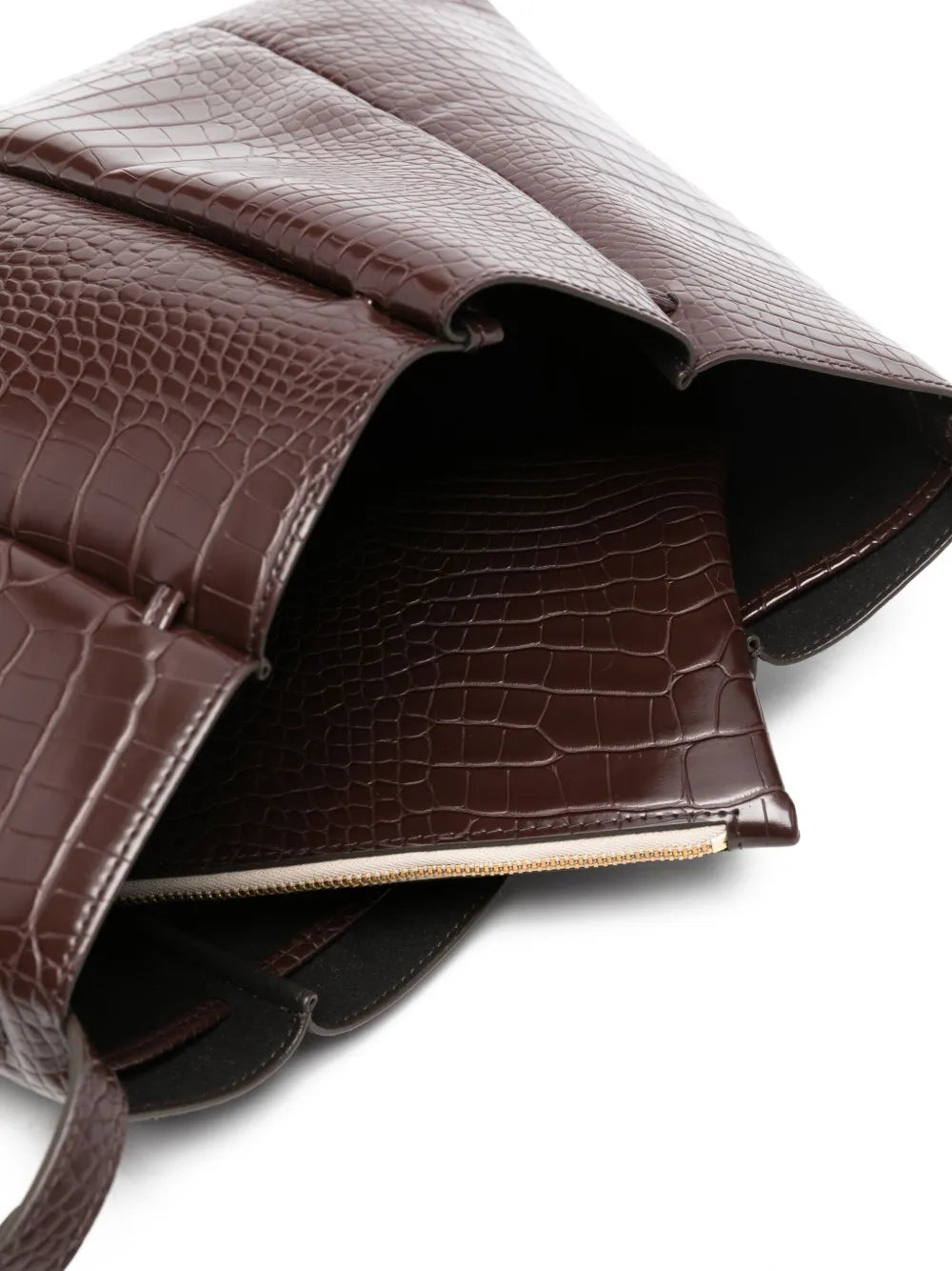 Themoire Crocodile Embossed Shoulder Bag