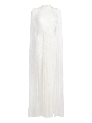 Jenny Packham Cairo Sequin Cape Maxi Dress
