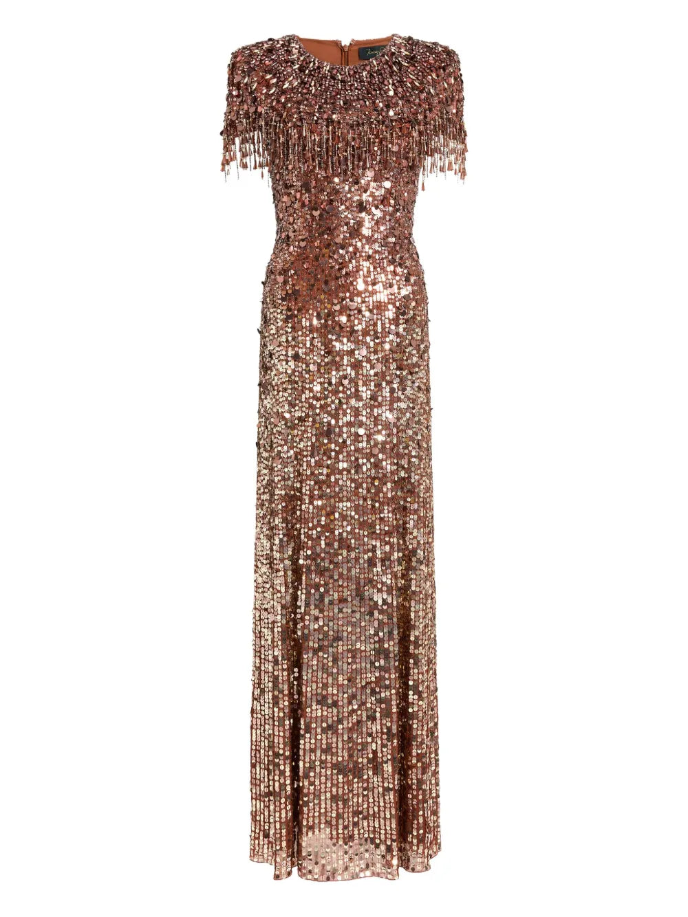 Jenny Packham Eugenie Sequin Fringed Maxi Dress