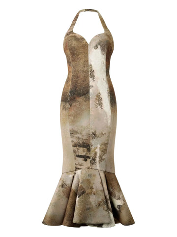 Roberto Cavalli Marble Print Midi Dress