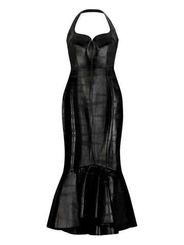 Roberto Cavalli Leather Midi Dress