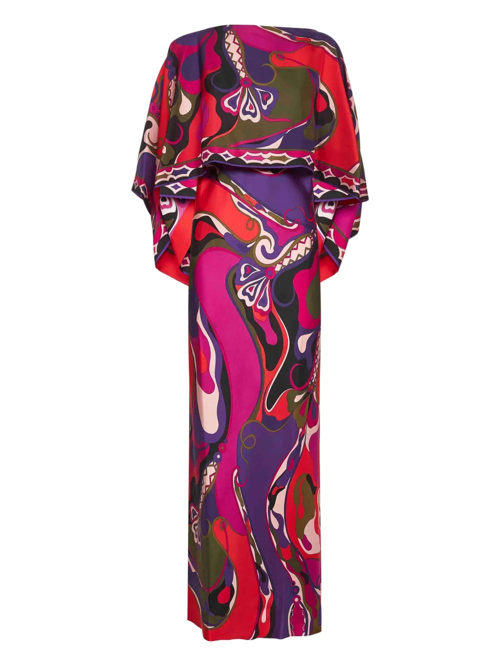 Pucci Orchidee Print Cape Detail Maxi Dress