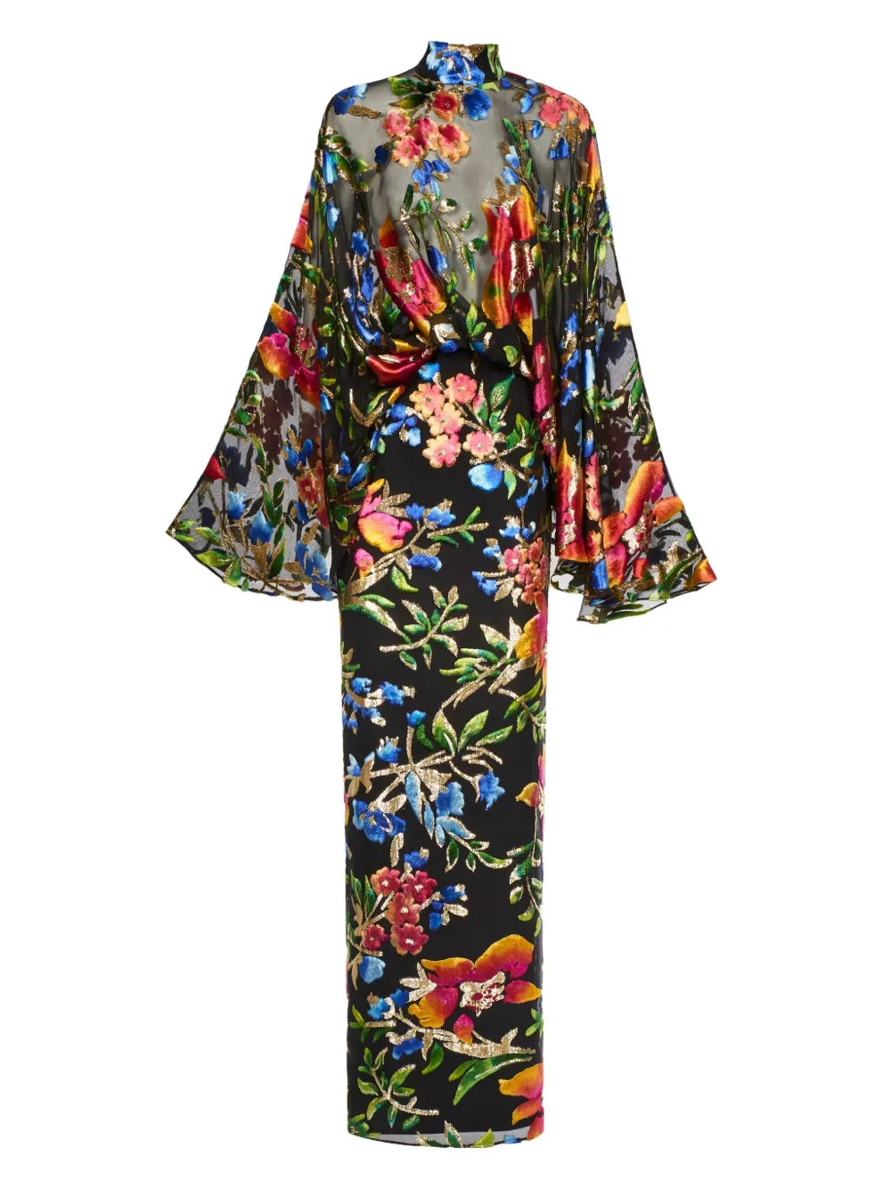 Taller Marmo Eolia Flared Sleeve Floral Maxi Gown