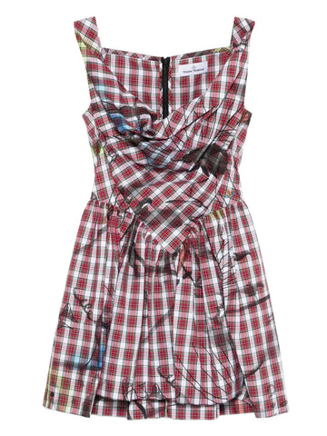 Vivienne Westwood Plaid Draped Mini Dress